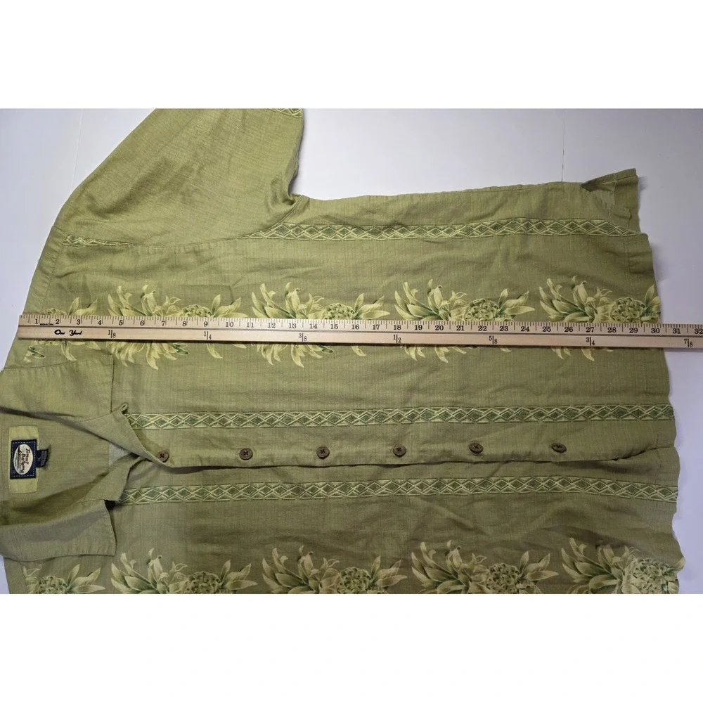 Tommy Bahama‎ Hawaiian Camp Shirt Green/Yellow Size XL Coconut Button - Picture 10 of 11